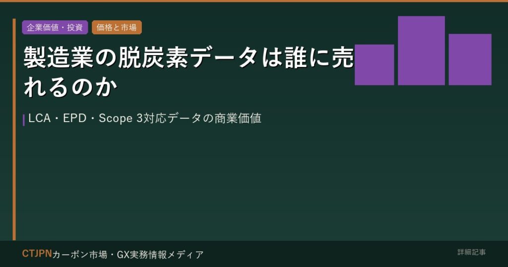 製造業の脱炭素データは誰に売れるのか — LCA・EPD・Scope 3対応データの商業価値