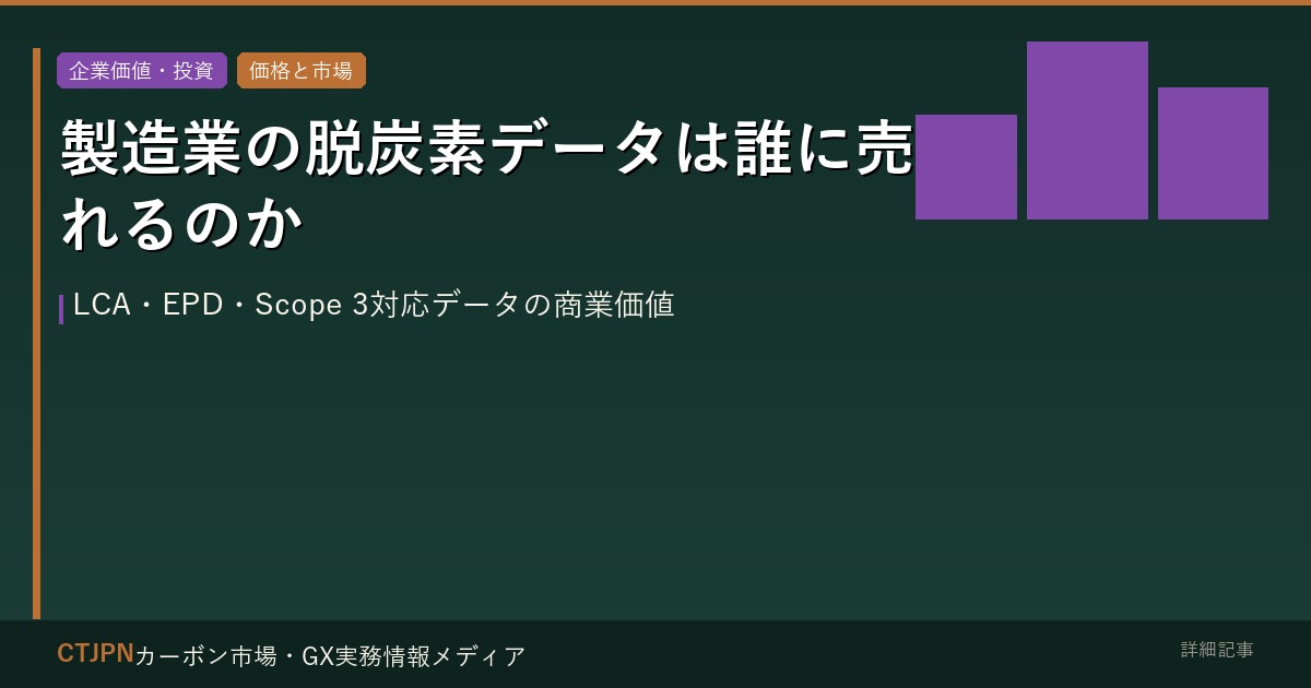 製造業の脱炭素データは誰に売れるのか — LCA・EPD・Scope 3対応データの商業価値