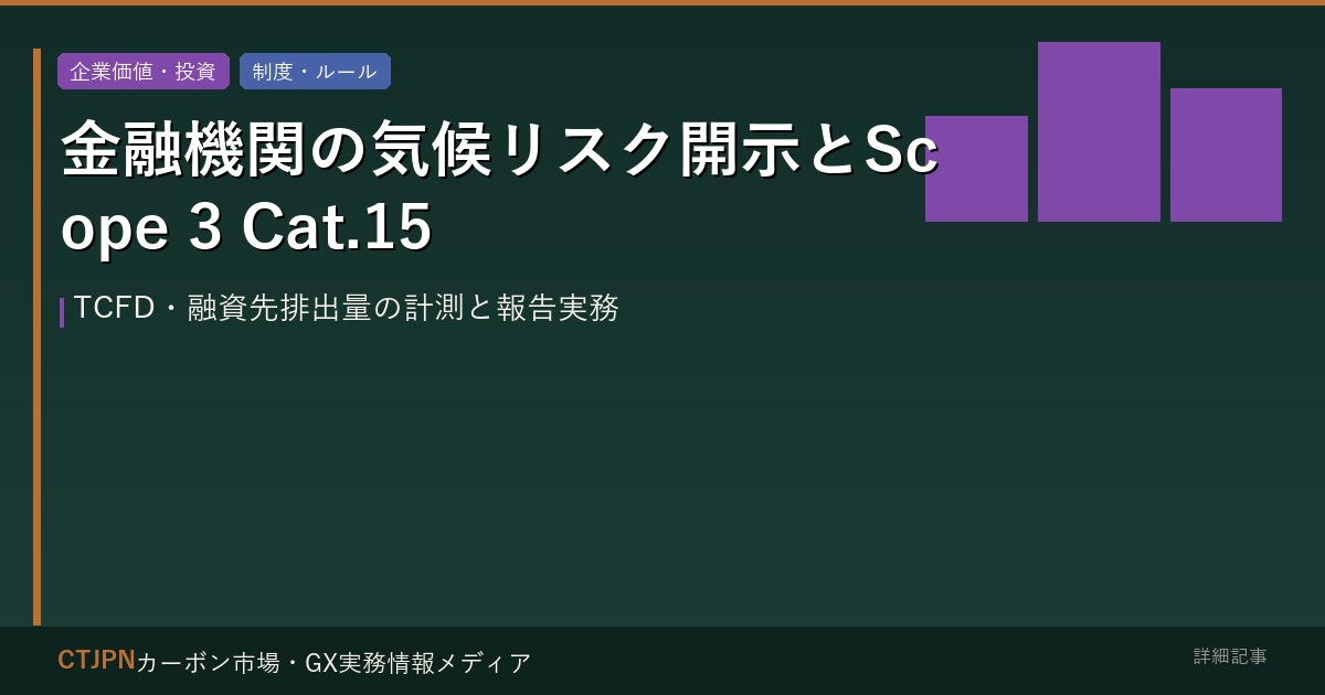 金融機関の気候リスク開示 — Scope 3カテゴリー15（投融資）とTCFD対応の実務