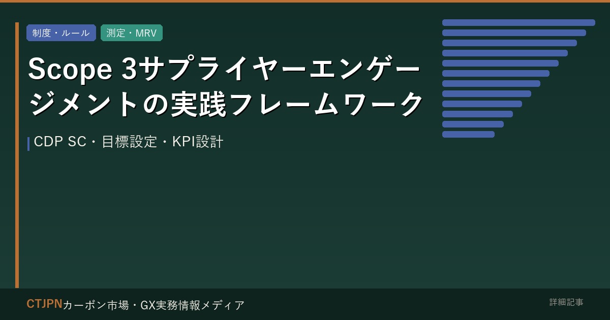Scope 3サプライヤーエンゲージメントの実践フレームワーク — CDP SC・目標設定・KPI設計