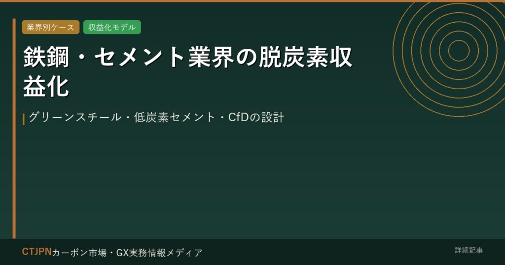鉄鋼・セメント業界の脱炭素収益化 — グリーンスチール・低炭素セメント・CfDの設計