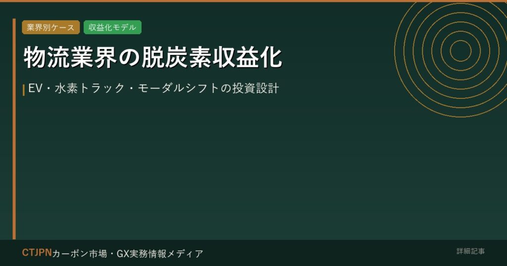 物流業界の脱炭素収益化 — EV・水素トラック・モーダルシフトの投資設計