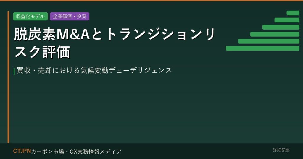 脱炭素M&Aとトランジションリスク評価 — 買収・売却における気候変動デューデリジェンス