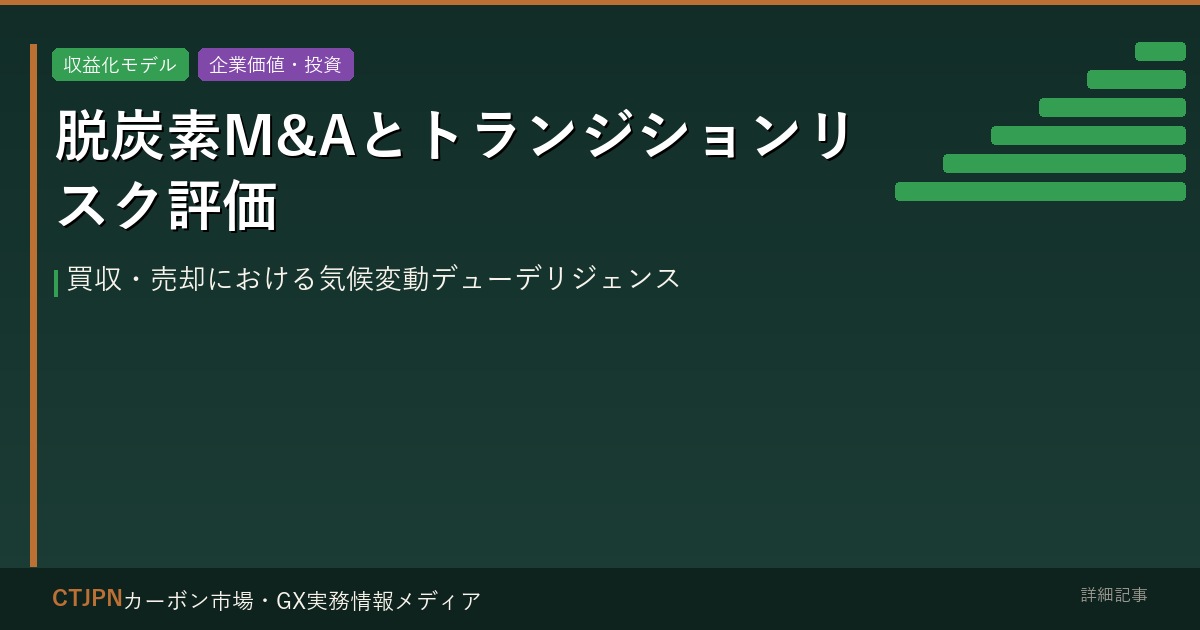 脱炭素M&Aとトランジションリスク評価 — 買収・売却における気候変動デューデリジェンス