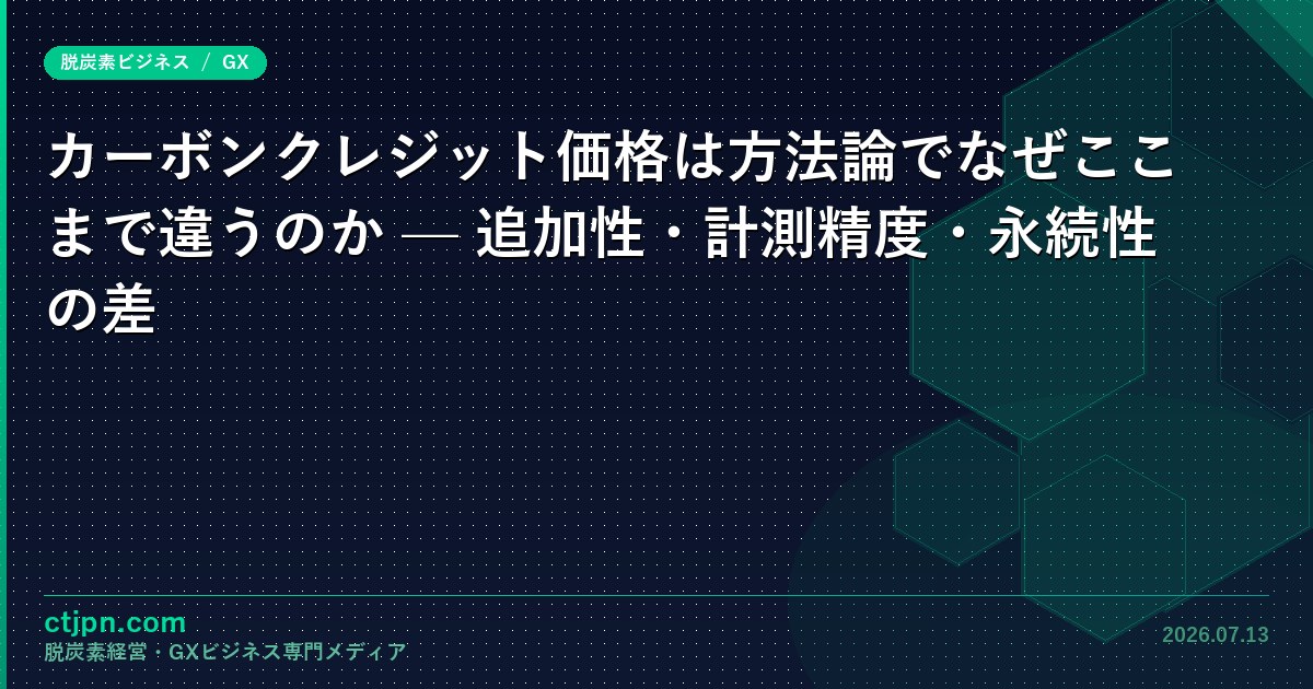 カーボンクレジット価格は方法論でなぜここまで違うのか — 追加性・計測精度・永続性の差