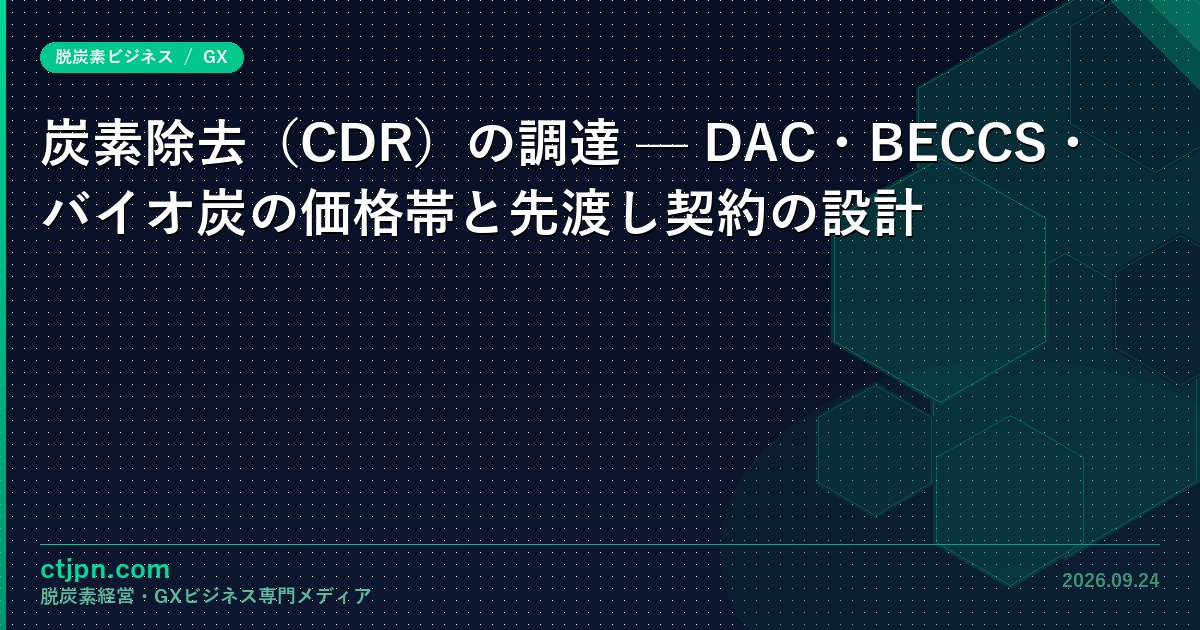 炭素除去（CDR）の調達 — DAC・BECCS・バイオ炭の価格帯と先渡し契約の設計
