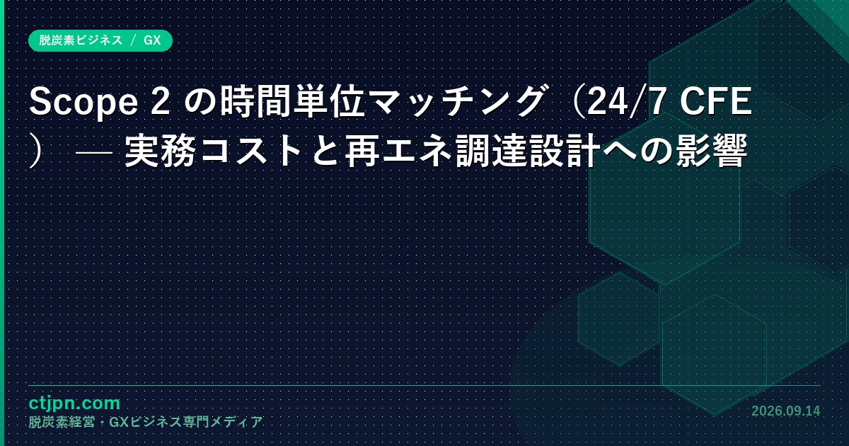 Scope 2 の時間単位マッチング（24/7 CFE） — 実務コストと再エネ調達設計への影響