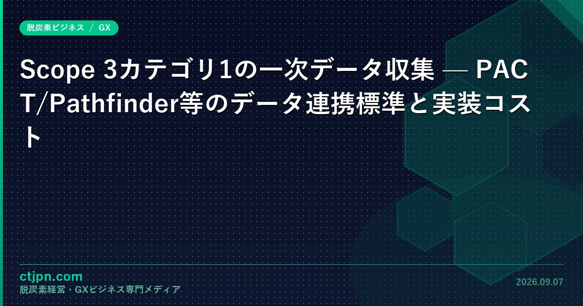 Scope 3カテゴリ1の一次データ収集 — PACT/Pathfinder等のデータ連携標準と実装コスト