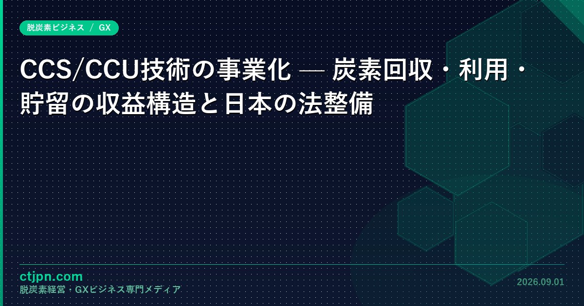 CCS/CCU技術の事業化 — 炭素回収・利用・貯留の収益構造と日本の法整備