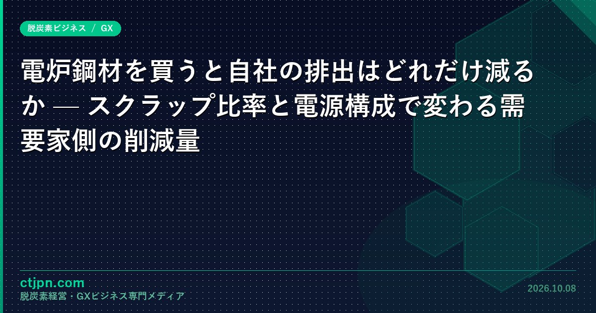 電炉鋼材を買うと自社の排出はどれだけ減るか — スクラップ比率と電源構成で変わる需要家側の削減量