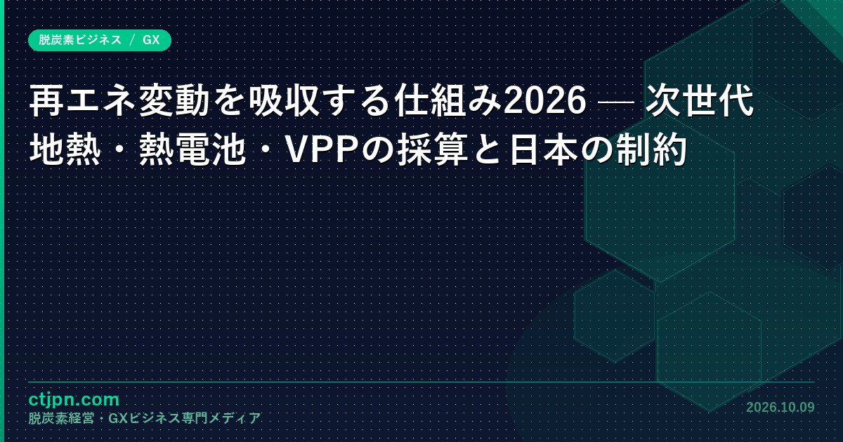 再エネ変動を吸収する仕組み2026 — 次世代地熱・熱電池・VPPの採算と日本の制約